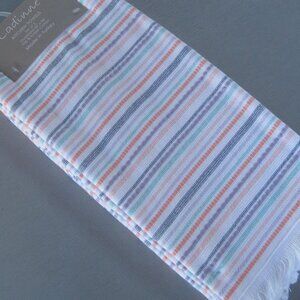 LADINNE KITCHEN DISH TEA TOWELS PASTEL STRIPES FRINGE 20 X 30 NIP (3) pack